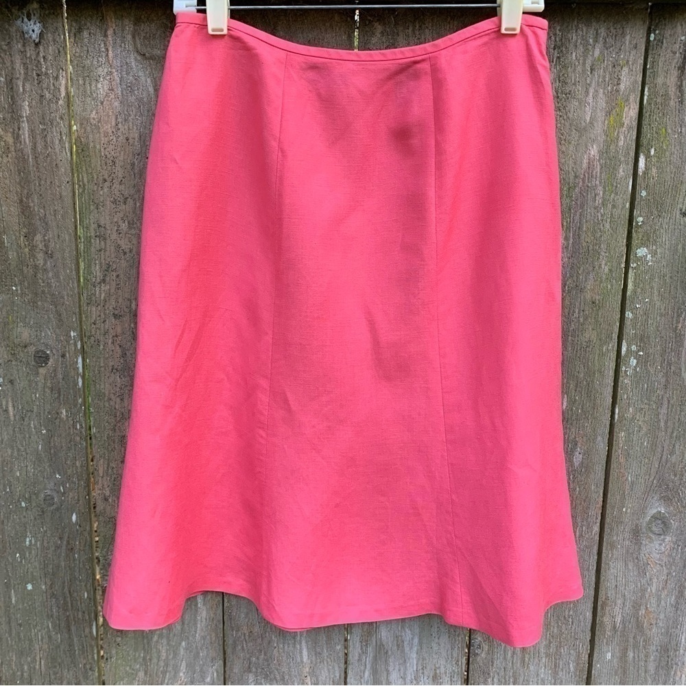KASPER coral linen a line midi skirt spring summer fall petite new no tags - Picture 3 of 8